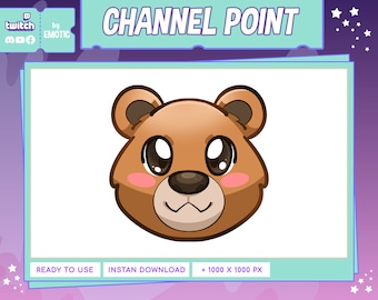 twitch channel point or emote : bear | Cute Twitch Emote Design |  Discord | Youtube | gaming | streamer