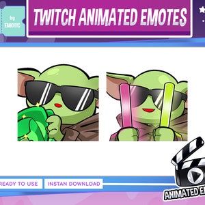 Animated emotes | twitch emotes | baby green creature | galaxy war | movie character | stream and game | baby emote