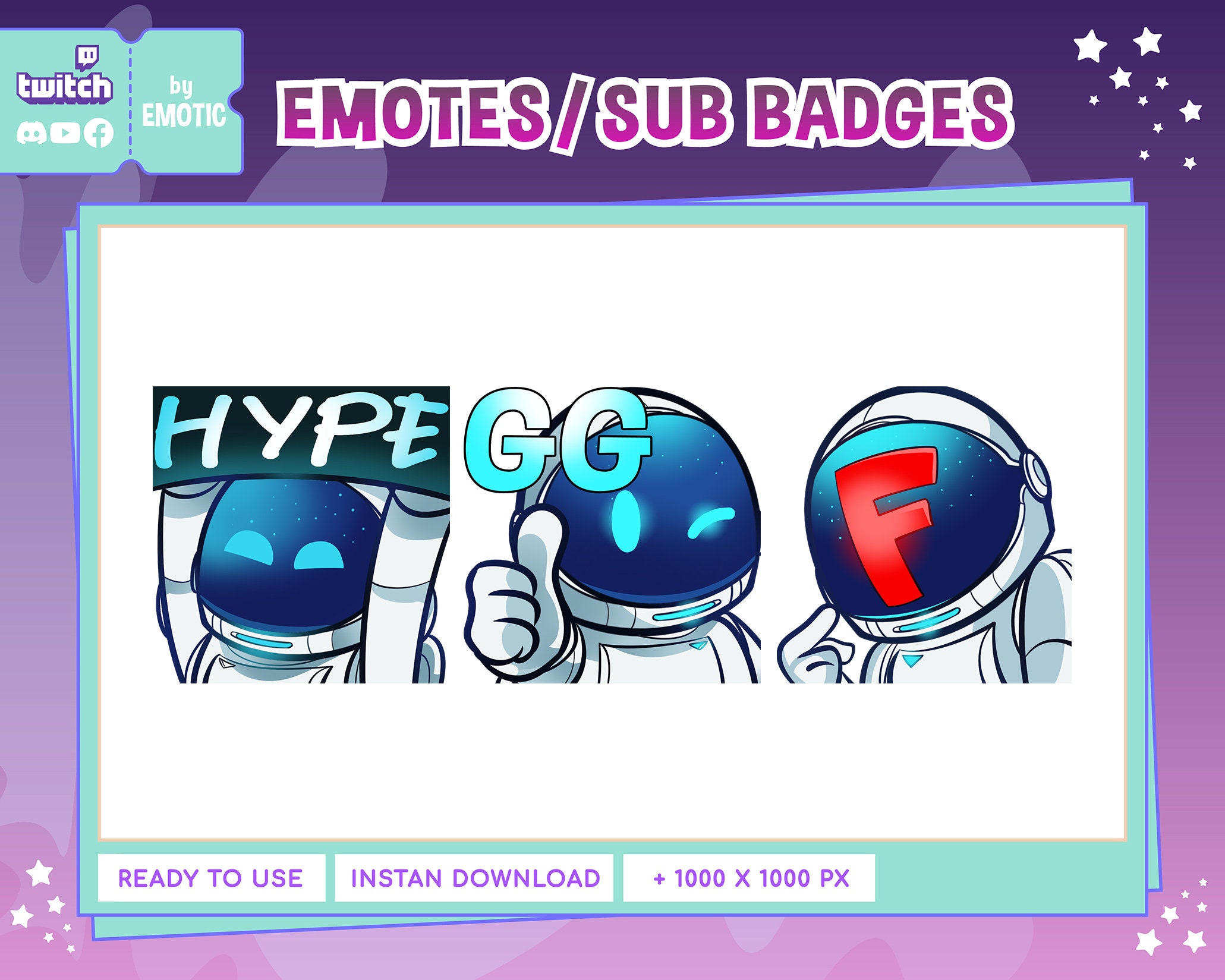 Astronaut Emotes Twitch Emotes Youtube Emotes Discord Emotes Facebook
