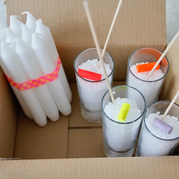 10 Dip Dye candles as a DIY kit with 4 colors of your choice - neon pastel gradient