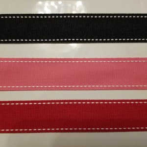 1&quot; Saddlestitch Grosgrain Ribbon with White Stitch