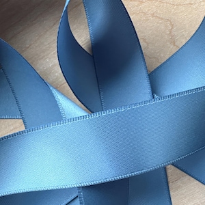 7/8&quot; (10 yards) Antique Blue #0338 S/F Satin