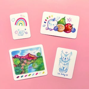 Stickerset schetsboek l Leuke schetsboekkunst uitgespreid l landschap stilleven kattenstickers
