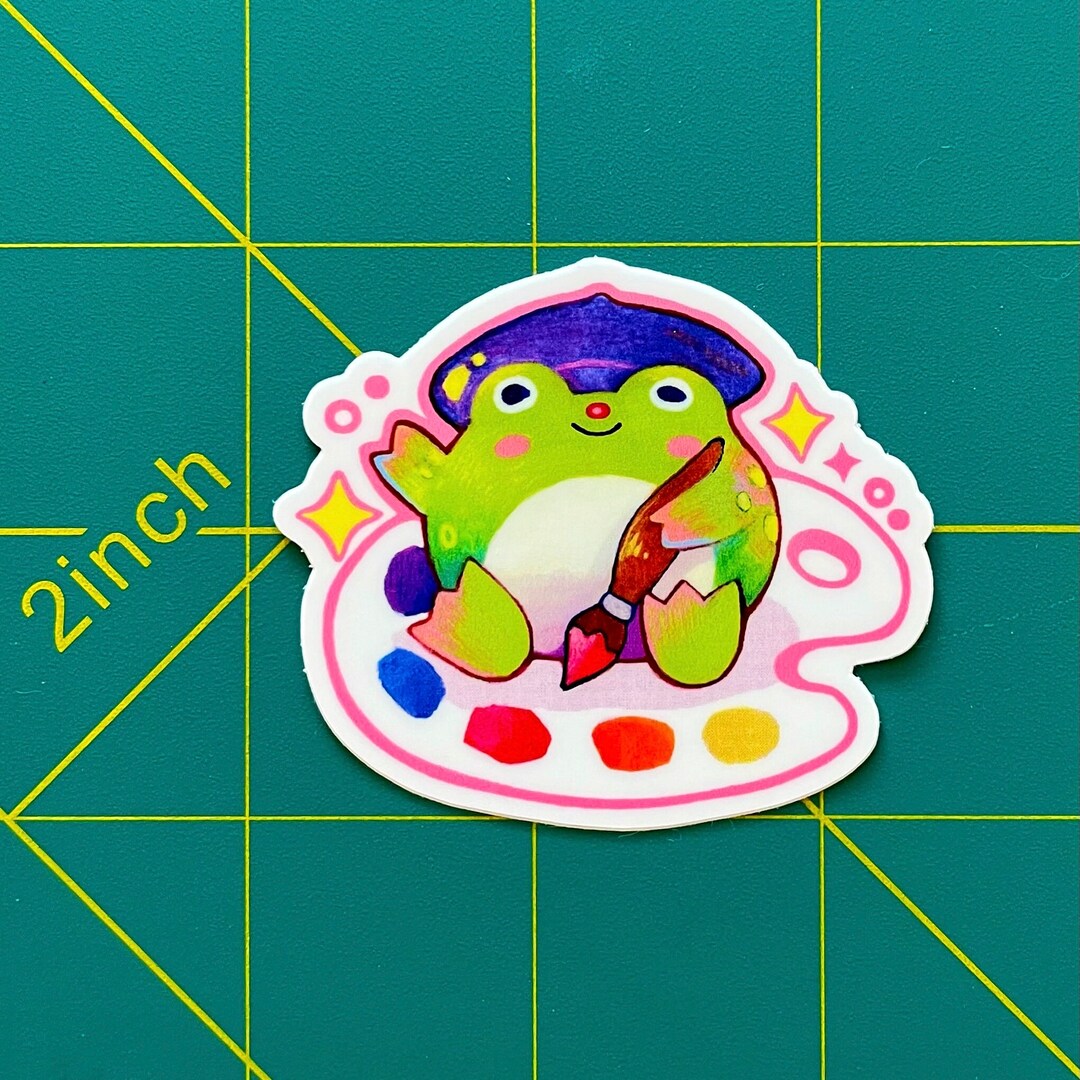 Frog Art Sticker | Cute Vinyl Sticker - Etsy