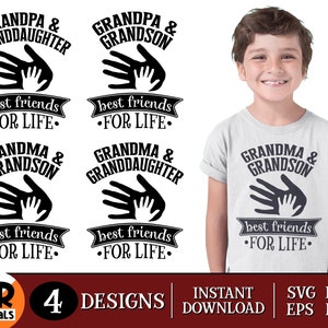 Grandma Grandpa Grandson Granddaughter SVG, Best Friends For Life SVG, Matching Family Outfit SVG, Gift For Grandkids, Cut File, Eps Png Dxf