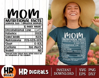 Mom Nutritional Facts SVG, Funny Mom SVG, Nutrition Fact Sheet, Cool Mom Life Gift, Mother&#39;s Day Gift, Mama Humor, Png Eps Dxf, SVG Cut File