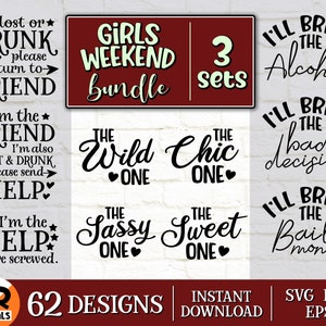 Girls Weekend Svg Bundle, Best Friends Outfit, Besties Trip, Bachelorette Party, If Lost or Drunk, I&#39;ll Bring The, Matching Group, Eps Png
