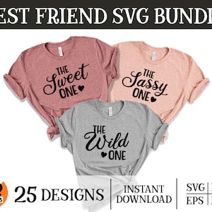 マッチング フレンド グループ SVG バンドル、親友、フレンド クルー デザイン バンドル、3 人の親友、SVG PNG、EPS DXF、カット ファイル、Cricut、3 人の友達、BFF