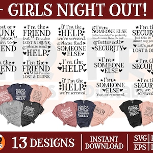 女子会 SVG バンドル、迷子になったり酔っぱらったりした場合は友達のところへ戻ってください、週末パーティー クルー、面白いマッチング グループ、親友旅行、SVG PNG DXF EPS