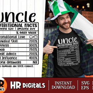 Oom Voedingsfeiten SVG, Grappige Oom SVG, Voedingsinformatieblad, Cool Oom Leven, Cadeau voor Oom, Oom Humor, Png Eps Dxf, SVG Cut File