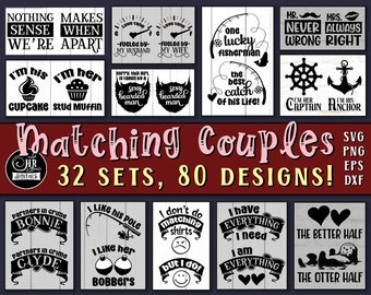 Matching Couples SVG Bundle, Funny Couples SVG, Romantic, Love, His and Hers, Couples Shirts SVG, Cute Couple, Cricut, Crafts, Eps Png Dxf