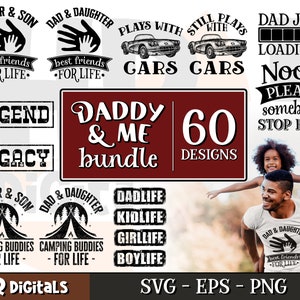 Daddy And Me SVG Bundle, Dad Kids Baby Son Daughter Girl Boy, Matching Outfit, Family Shirts, Digital Cut File, Fathers Day Gift, Dad Life