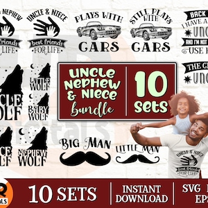Uncle Niece Nephew SVG Bundle, Uncle SVG, Matching Family Outfit Set, Uncle And Baby, Cool Uncle, Uncle Life, Digital Cut File, Png Eps