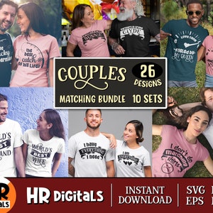 Valentines Day SVG Bundle, Matching Couples Bundle, His And Hers, Husband Wife, Boyfriend Girlfriend, Mr Mrs, Fiance Fiancee, Eps Png Dxf