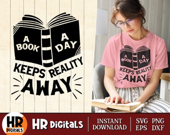 Grappig lezen SVG: Book Lover Design (digitale download)