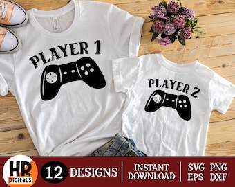 Matching Player 1 Player 2 SVG: Gaming Dad & Me (digitale download)