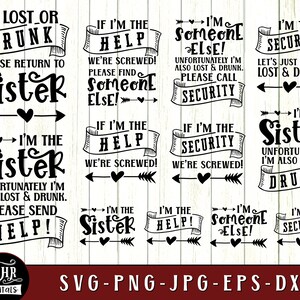 Funny Sisters SVG, If Lost or Drunk Please Return to Sister Brother, Sisters Trip, Matching Sisters Weekend Outfit, Crafts, Jpg Png Dxf Eps