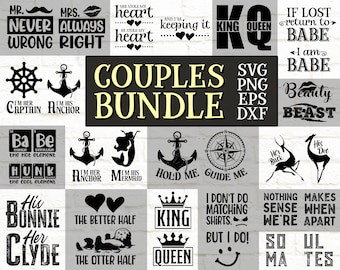 Matching Couple SVG Bundle, Matching Outfits, His And Hers, Husband And Wife, Boyfriend Girlfriend, Digital Print, Cut File, Svg Eps Png Dxf