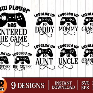 Leveled Up To Daddy SVG Bundle, Funny Matching Family, Mommy To Be, Gaming Dad Humor, New Dad New Baby, Daddy To Be, Cut File, Eps Png Dxf