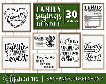 Family Sayings SVG Bundle, Family Quotes, Home Decor, Rustic Farmhouse Sign, Family Wall Art, Cute Home SVG, Cricut, Crafts, Png Eps Jpg