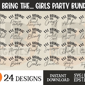 Voy a traer el paquete SVG, Girls Weekend, Png Eps Dxf Cut File Cricut, Traje a juego, Girls Trip, Vacaciones para niñas, Camisa de despedida de soltera