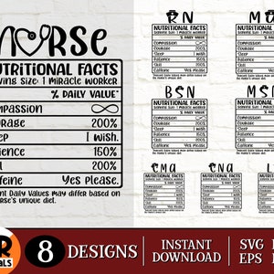 Verpleegkundige Voedingswaarden SVG Bundel, Voeding Fact Sheet, Funny Nurse Life, Nursing Gift, Bsn, Ma, Lpn, Msn, Cma, Rn, Cna, Cricut, Png Eps
