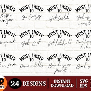 Most Likely To SVG Bundle, Girls Weekend, Besties Trip, Bachelorette Party, Matching Best Friend Group SVG, Friends Vacation, Png Eps Dxf