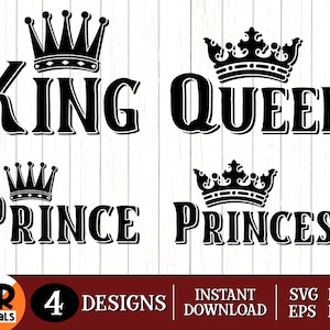 King Queen Prince Princess, Matching Royal Family SVG, Mom Dad Baby Son Daughter, Matching Family Outfit, Png Dxf Eps, Cutting File, Crafts