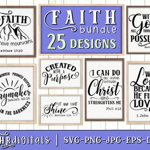 Faith SVG Bundle, Bible Quotes, Christian Home Decor, Bible Verse Svg, Wall Art, Jesus SVG Bundle, Scripture Art, Crafts, Dxf Eps Png Jpg
