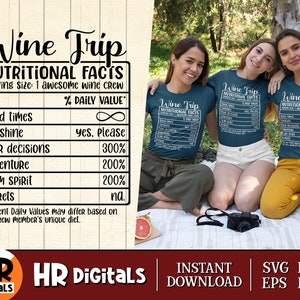 Wijnreis Voedingsfeiten SVG Bundel, Grappige Wijnproeverij SVG, Beste Vrienden SVG, Besties, Nutrition Fact Sheet, Cricut, Ambachten, Png Eps Dxf