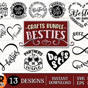 Cute Besties SVG Bundle, Funny Best Friends, Besties Trip, Girls Weekend, BFF, Besties Vacation, Bestie Gift, Cricut, Crafts, Png Eps Dxf