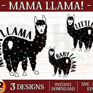 Cute Mama LLama Svg, Matching Mommy And Me, Mama Llama Little Llama Baby Llama, Funny Mom And Baby Outfit, Png Eps, Digital Cutting File