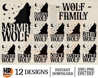 Wolf Family SVG-ontwerpbundel: bijpassende outfitafbeeldingen (digitale bestanden)