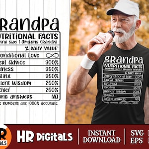 Opa Voedingswaarde SVG, Grappige Opa SVG, Voeding Factsheet, Granpa Leven, Vaderdag Cadeau, Opa Humor, Png Eps Dxf, Cut File