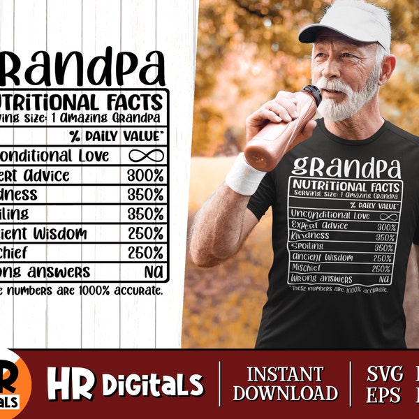 Grandpa Nutritional Facts SVG, Funny Grandpa SVG, Nutrition Fact Sheet, Granpa Life, Father's Day Gift, Grandpa Humor, Png Eps Dxf, Cut File