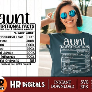 Tante Voedingswaarden SVG, Grappige Tante SVG, Voeding Factsheet, Cool Tante Leven, Beste Tante Ooit, Tante Humor, Png Eps Dxf, SVG Cut File