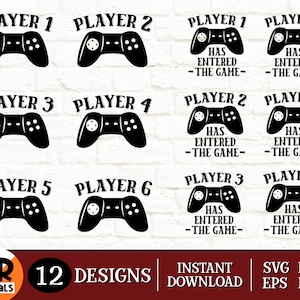 Funny Matching Family SVG Bundle, Player 1 Player 2 Has Entered The Game, Gaming Family, Gamer Dad, New Baby, Daddy Mommy To Be, Eps Png Dxf