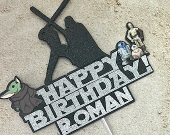 Star Wars Glitter Name Cake Topper, Cake Topper, Star Wars, Personalized Cake Topper, Star Wars Cake Topper, Happy Birthday Cake Topper.