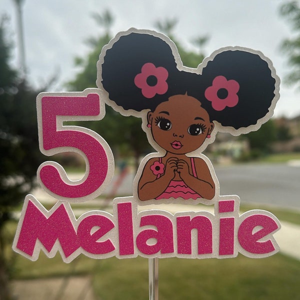 Peekaboo Girl Cake Topper, Afro Girl,  Black Girl, Little Black Girl Cake Topper, Peekaboo Girl, Girl Cake Topper