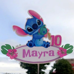 Stitch Cake Topper, Stitch party, Hawaiian party, Stitch topper with name and age, Stitch party, Cake topper