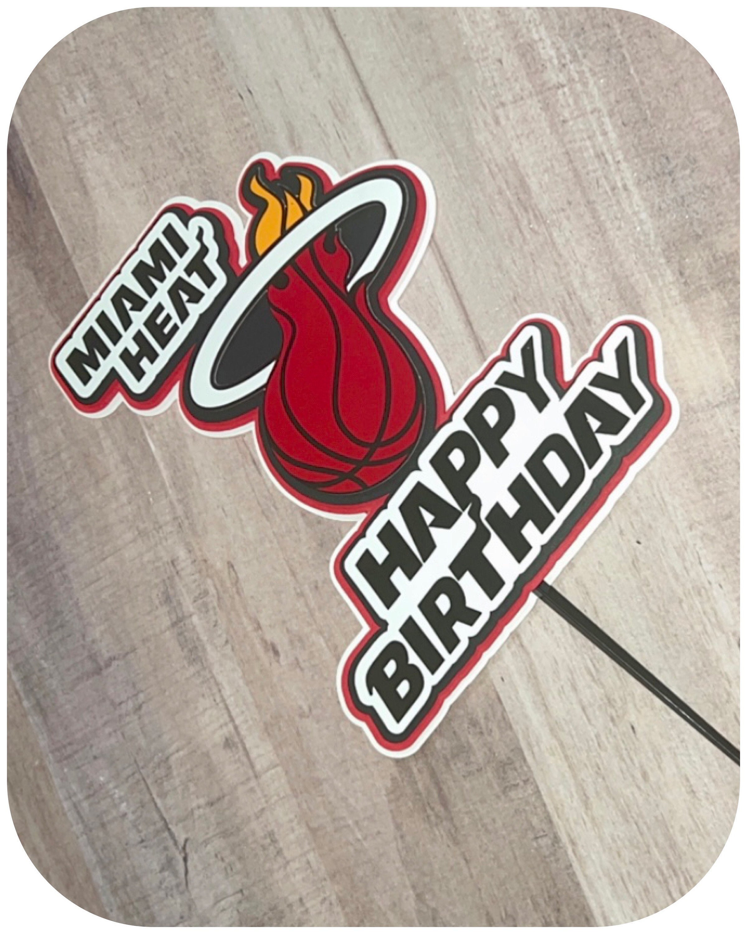 Miami Heat Cake Topper/4D effect and 6 Cup Cake Toppers, Miami Cake Topper, Miami Heat