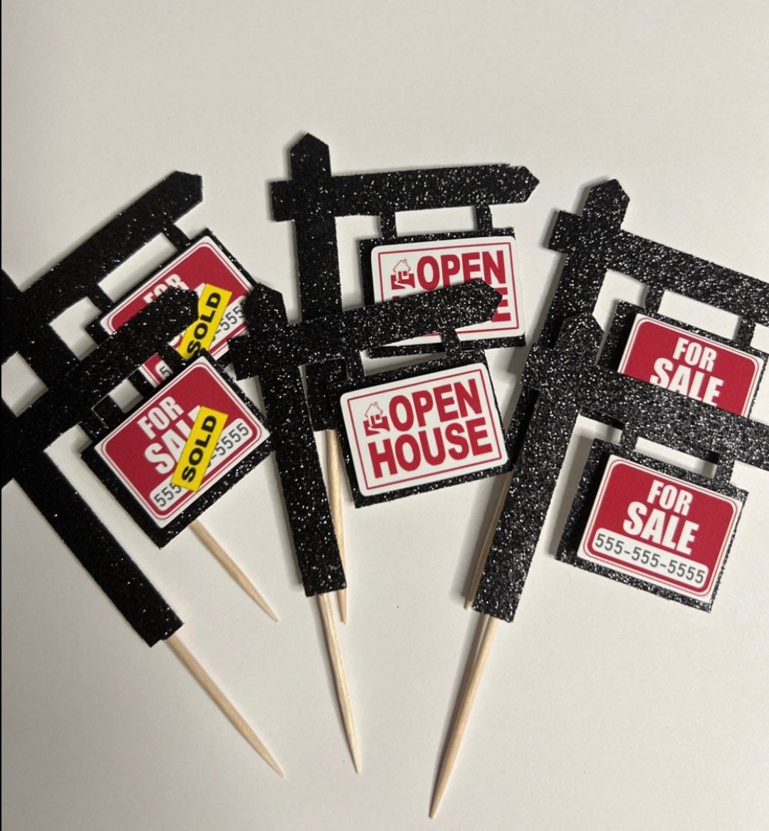 6real Estate Cupcake Toppers, Mix and Match Housewarming Party