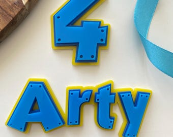 Dog And Paw Theme. Acrylic Name And Age Cake Charm.