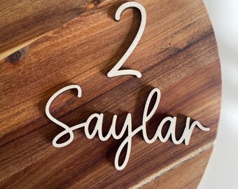 Wooden Name and Age Cake Charms.