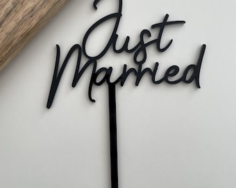 Just Married Cake Topper | Black Acrylic