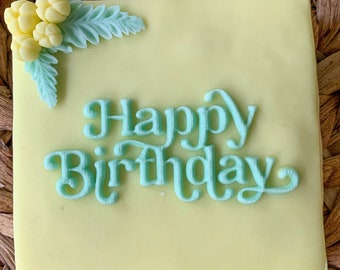 Happy birthday debosser. Retro Happy birthday cookie debosser. Embossed effect happy birthday.