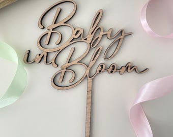 Baby In Bloom | Wood Cake Topper / Charm