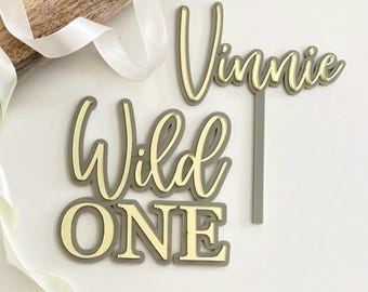 Wild One Cake Charm | Name Topper  | Wood And Acrylic