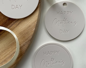 Mothers Day Cupcake toppers. Neutral Acrylic toppers / cake box tags.