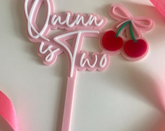 Cherry Theme Birthday | Acrylic Cake Topper